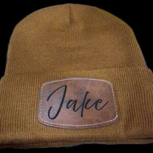 Leather Patch Beanie Hat